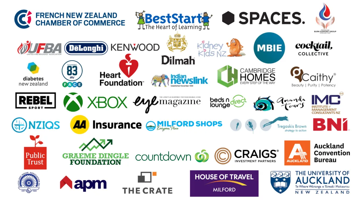 Clients including Xbox, BNI, DeLonghi, Kenwood, Auckland Convention Bureau, Best Start, MBIE, AA Insurance, Dilmah Tea and more